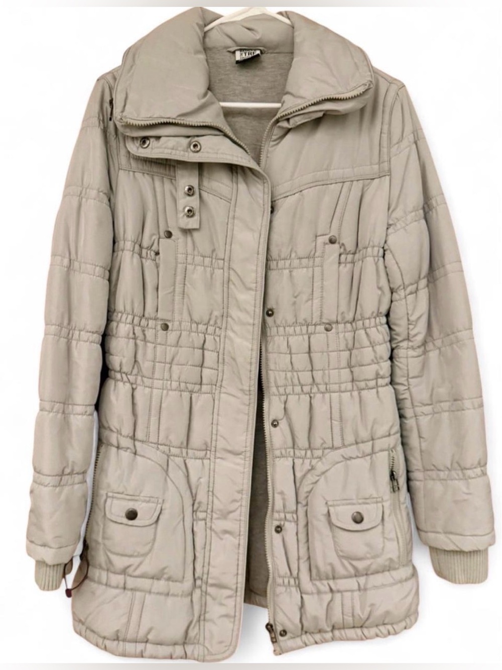 Y2K-Zara Light Gray Quilted Puffer Coat